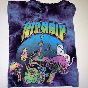 Rip n Dip Graphic Tee Shirt Mens Small Tie-Dye blue and purple neon details